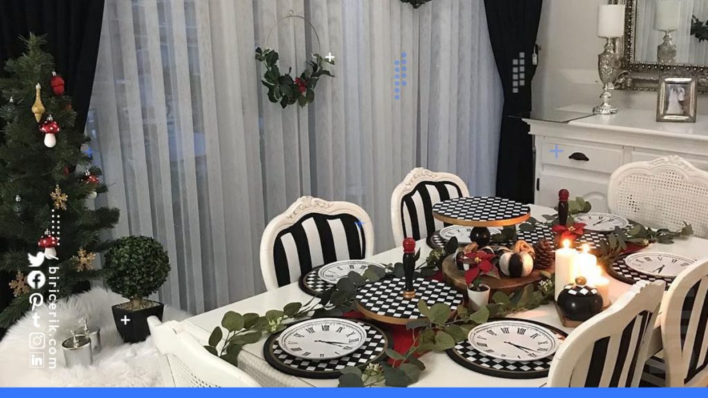 Siyah Beyaz Yemek Odasi Dekorasyonu2