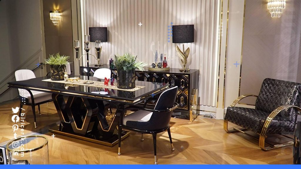 Siyah Beyaz Yemek Odasi Dekorasyonu3